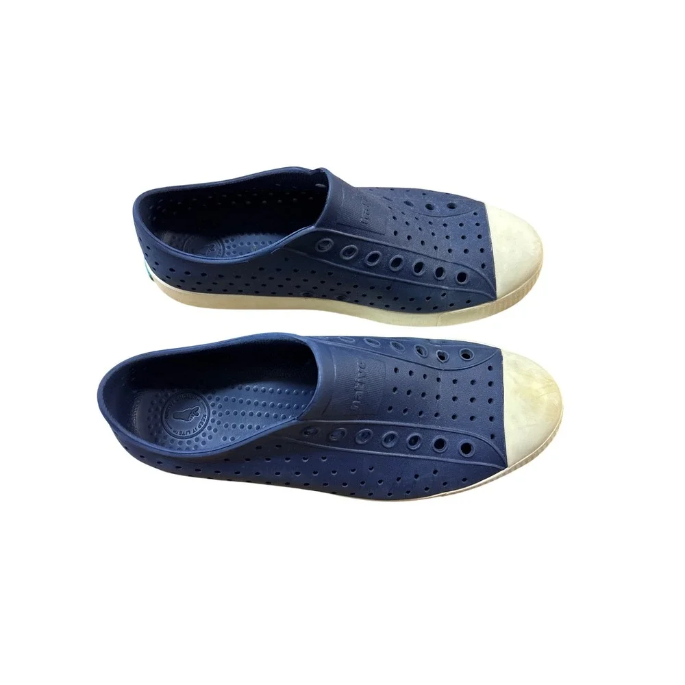 Native Jefferson Navy Blue White Slip On EVA Sneakers Mens 8 Womens 10